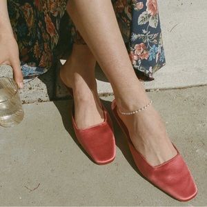 DOEN shoes Asher Mule in Bougainville Satin/Damask rose 38